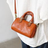 转山手工植鞣皮斜挎包真皮mini波士顿手机包通勤小众夏季 穿搭女包