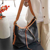 转山高级感大容量单肩包斜挎女包手工头层真皮黄铜五金植鞣牛皮包