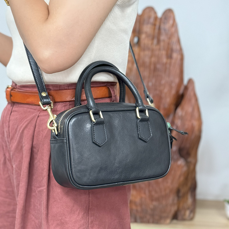 头层植鞣牛皮保龄球包转山休闲