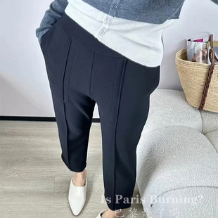 就是这个款~百搭修身高腰显瘦休闲薄款直筒加绒黑色裤女