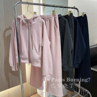 女 子休闲两件套装 减龄气质百搭加绒连帽卫衣 裤