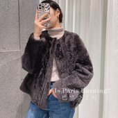 西班牙拉贡 圆领皮草外套女 款 冬款 高端时髦皮毛一体保暖简约经典