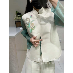 马甲重工花卉刺绣钉珠气质百搭上衣女 新中式 凌波仙子 水仙花开