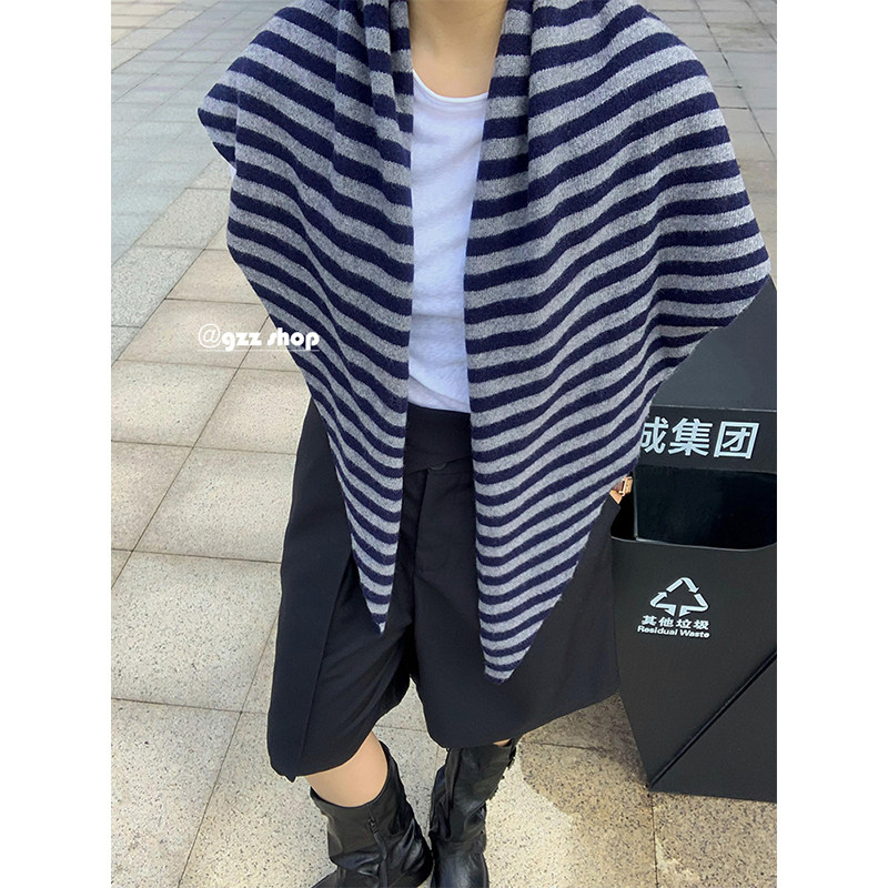 定制款！澳洲羊毛100%条纹披肩女