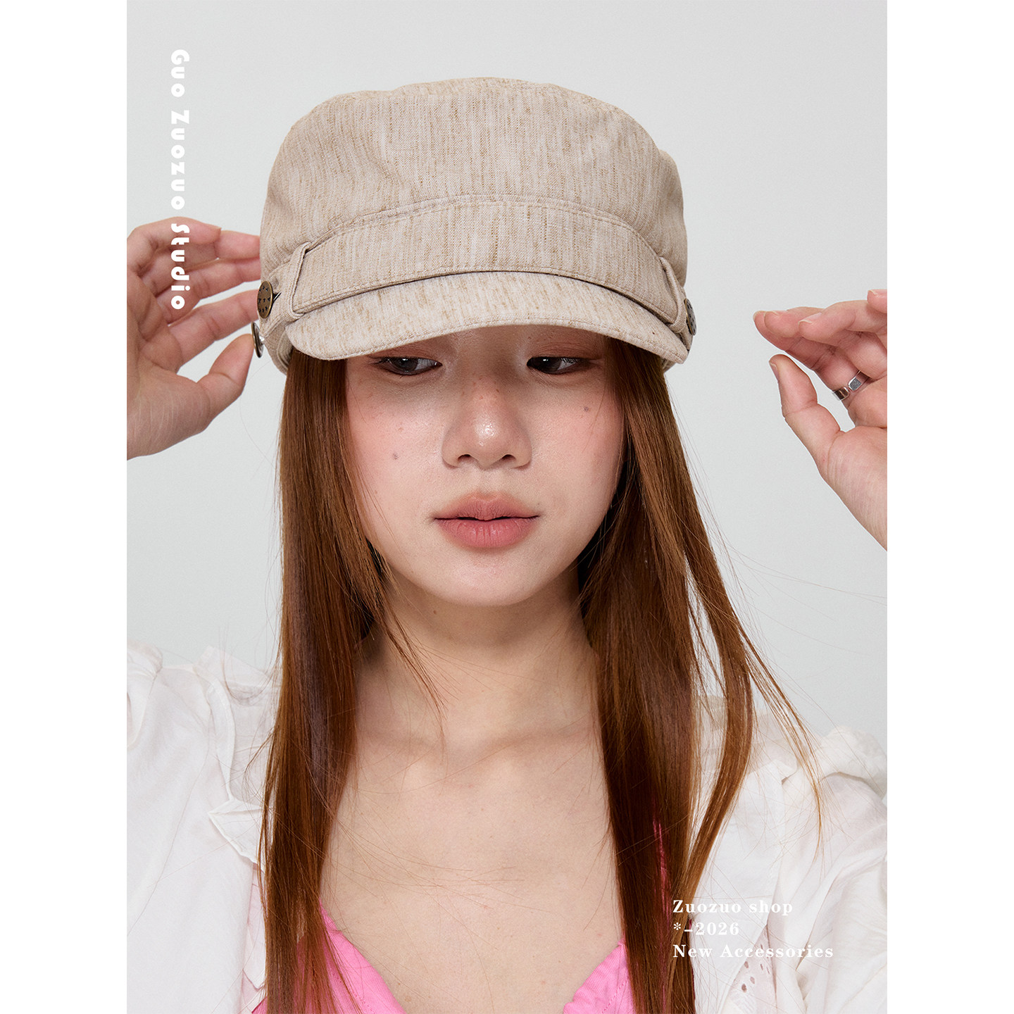 韩国单 2026新款复古马术帽女平顶英伦小众大头围帽子报童帽夏季