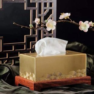 艺古文化高贵富贵纸巾盒桐木结合适合各种场景实用