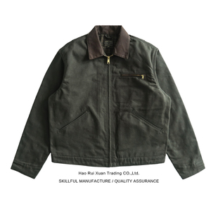 沾酱 J97底特律夹克美式帆布工装阿美咔叽外套苔藓绿汽油蓝非j001