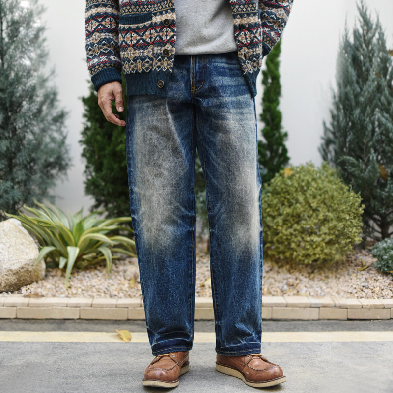 沾酱 318XX重磅20OZ彩虹水洗牛仔裤男 宽松直筒做旧复古咔叽赤耳,男装,牛仔裤,淘宝优惠券,粉丝福利购,淘宝优惠卷