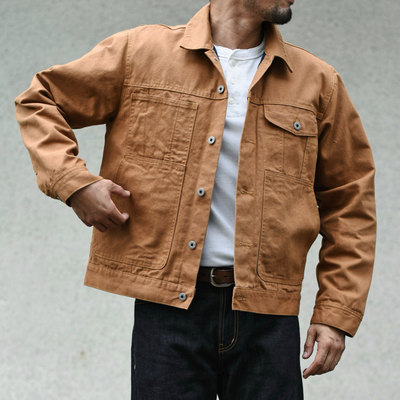 沾酱 巡洋舰夹克男 美式复古工装帆布外套上衣 无蜡黄石同款 咔叽