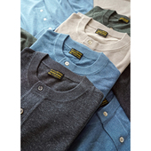 毛织亨利领短袖 复古咔叽 男 沾酱 宽松百搭男士 美式 针织休闲半袖