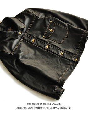 沾酱 506XX经典款牛皮男士皮衣 春秋夹克外套 头层牛皮 胡歌款
