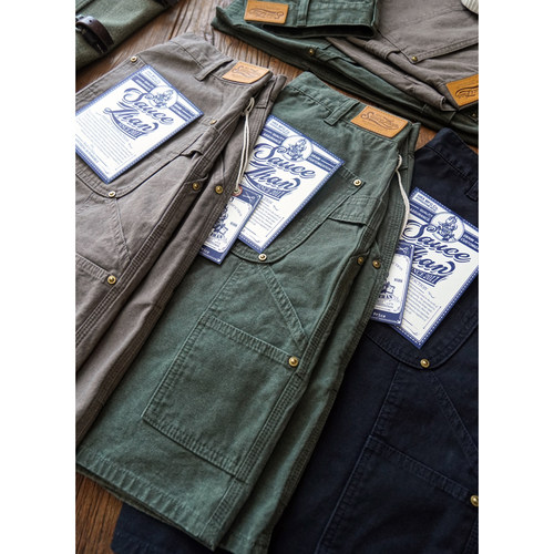 沾酱 做旧帆布工装休闲短裤男 水洗宽松复古工装工装裤 夏季裤子