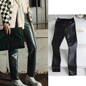 国内现货Maison 薄绒休闲打底裤 Margiela MM6松紧腰环保皮修身