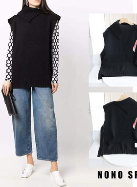 国内现货Maison Margiela MM6绵羊毛侧开高领宽松针织毛衣马甲