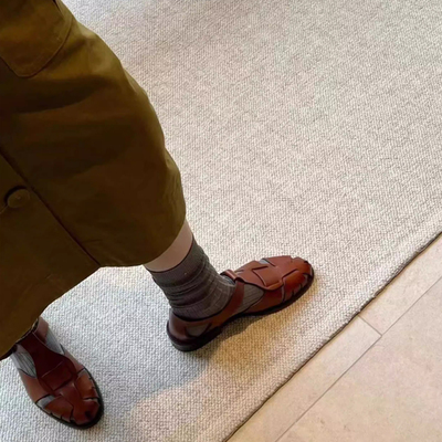 现货春夏HEREU镂空休闲平底包头罗马凉鞋渔夫鞋Pesca