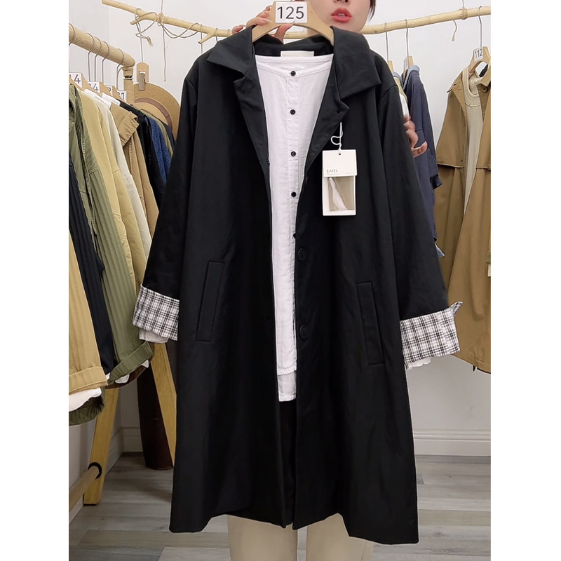 2025秋季新款百搭时尚风衣韩版宽松大码显瘦休闲中长款连帽外套女