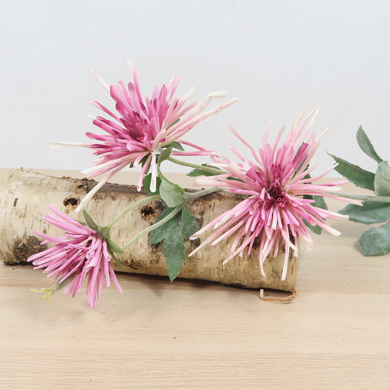 蟹爪菊仿真花单枝球菊客厅阳台餐厅装饰品小清新插花婚庆花艺造景