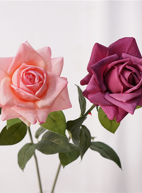 仿真花单支奥斯汀手感保湿玫瑰花束客厅摆设插花装饰绢花假花摆件