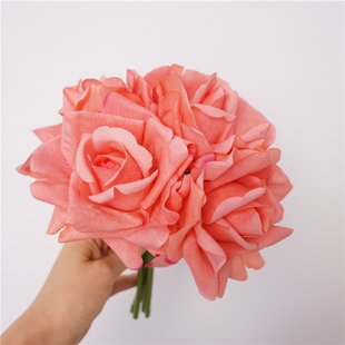 小清新自然风仿真花束手感卷边保湿玫瑰餐桌茶几装饰品摆件坦尼克