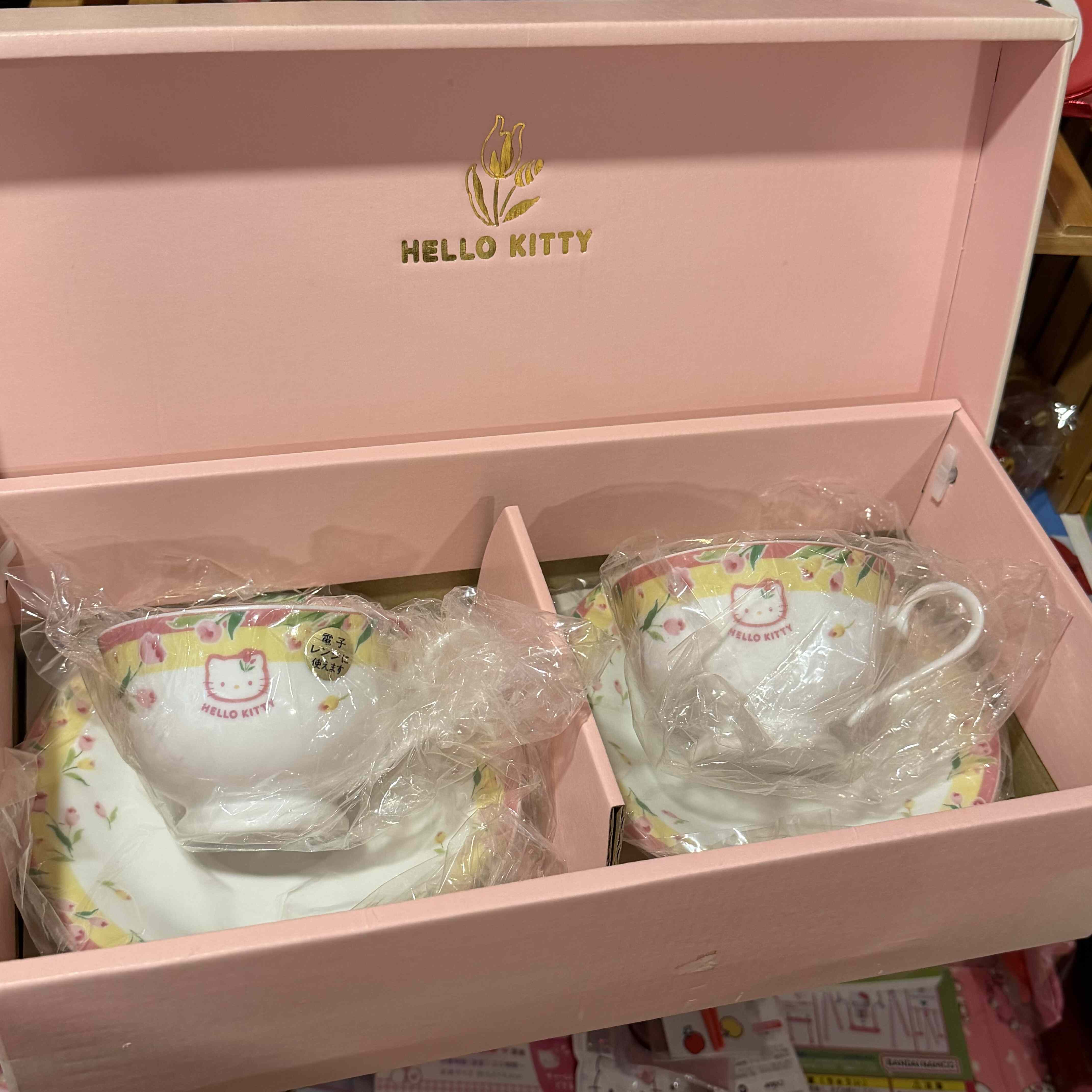 hellokitty 中古绝版 茶杯套装 花卉限定 全新未使用 收藏