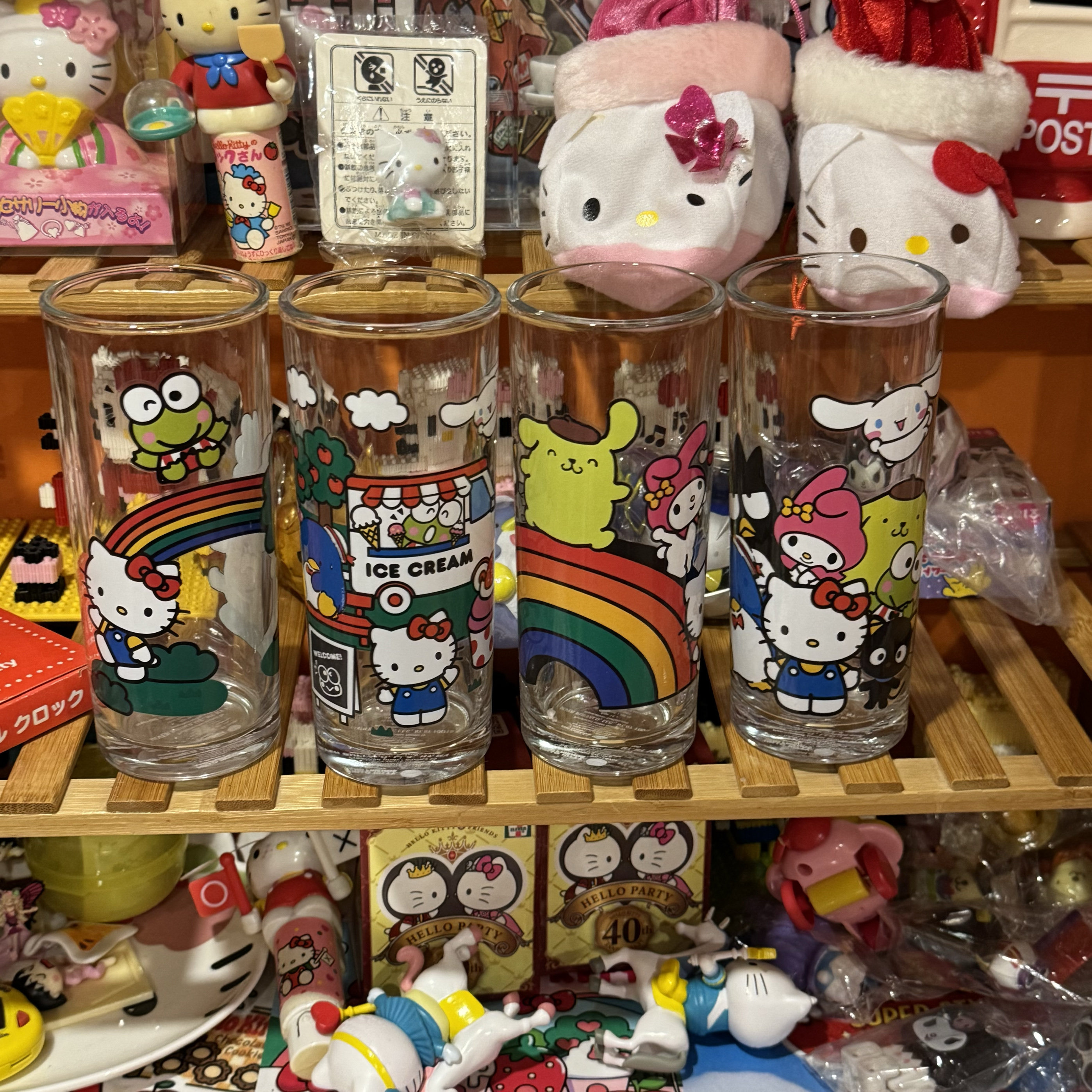 sanrio全家福玻璃杯 彩虹系列 hello Kitty四只一套 不拆卖