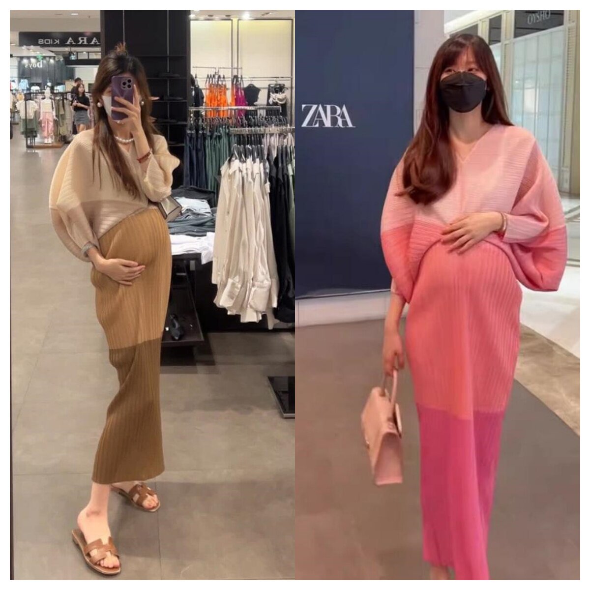 孕妇大码蝙蝠袖V领贵气连衣裙