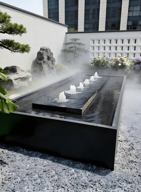 铝合金流水摆件不锈钢户外花园庭院露台造水池灯光喷泉养鱼池水景