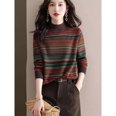 半高领毛衣女秋冬新款时尚洋气宽松显瘦针织衫小个子外搭打底上衣