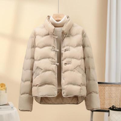 90白鸭绒羽绒服女短款薄款2025新款轻薄立领复古新中式保暖秋冬季