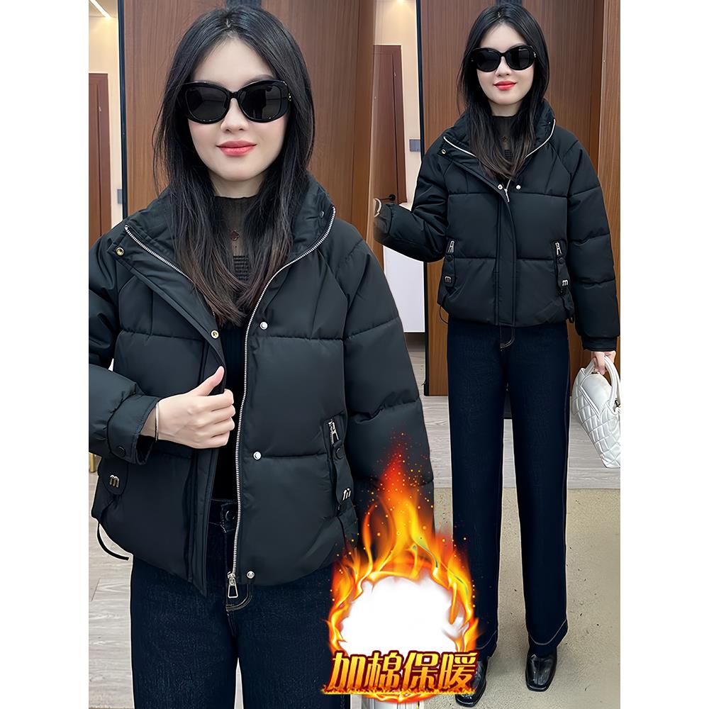 巨好看的棉服女款2025年新款冬季加绒棉衣设计感加厚保暖开衫外套