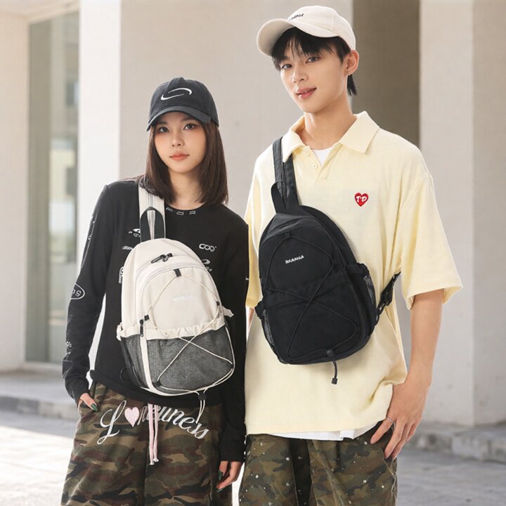 迷你双肩包男女轻量化两用工装斜挎包轻便日系胸包徒步户外登山包