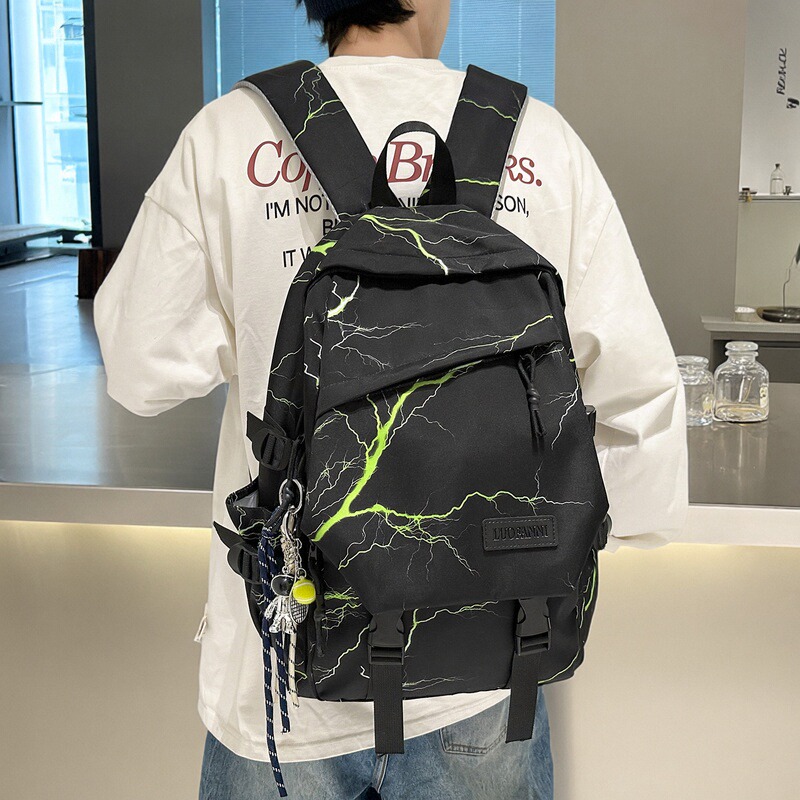 个性闪电双肩包男女生大容量减负书包校园大学生潮流轻便电脑背包