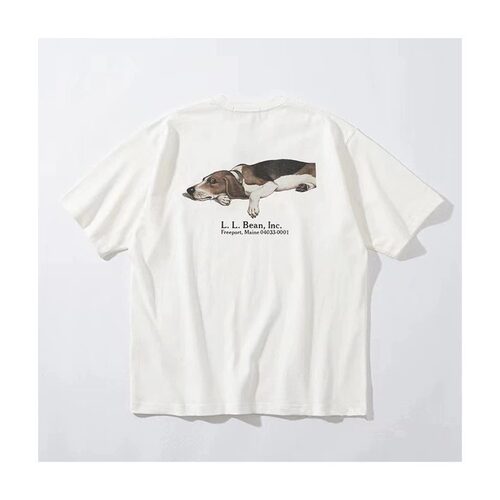 LLBEAN联名BEAMS日系复古动物印花短袖户外运动宽松T恤情侣23SS