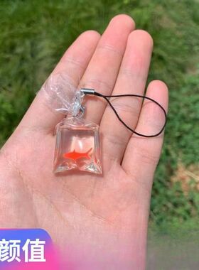 迷你仿真塑料袋装鱼挂件透明水袋鱼树脂挂件娃娃屋diy饰品配件