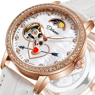 镶钻新款日月星辰手表女士机械表全自动防水夜光小众高端轻奢女表