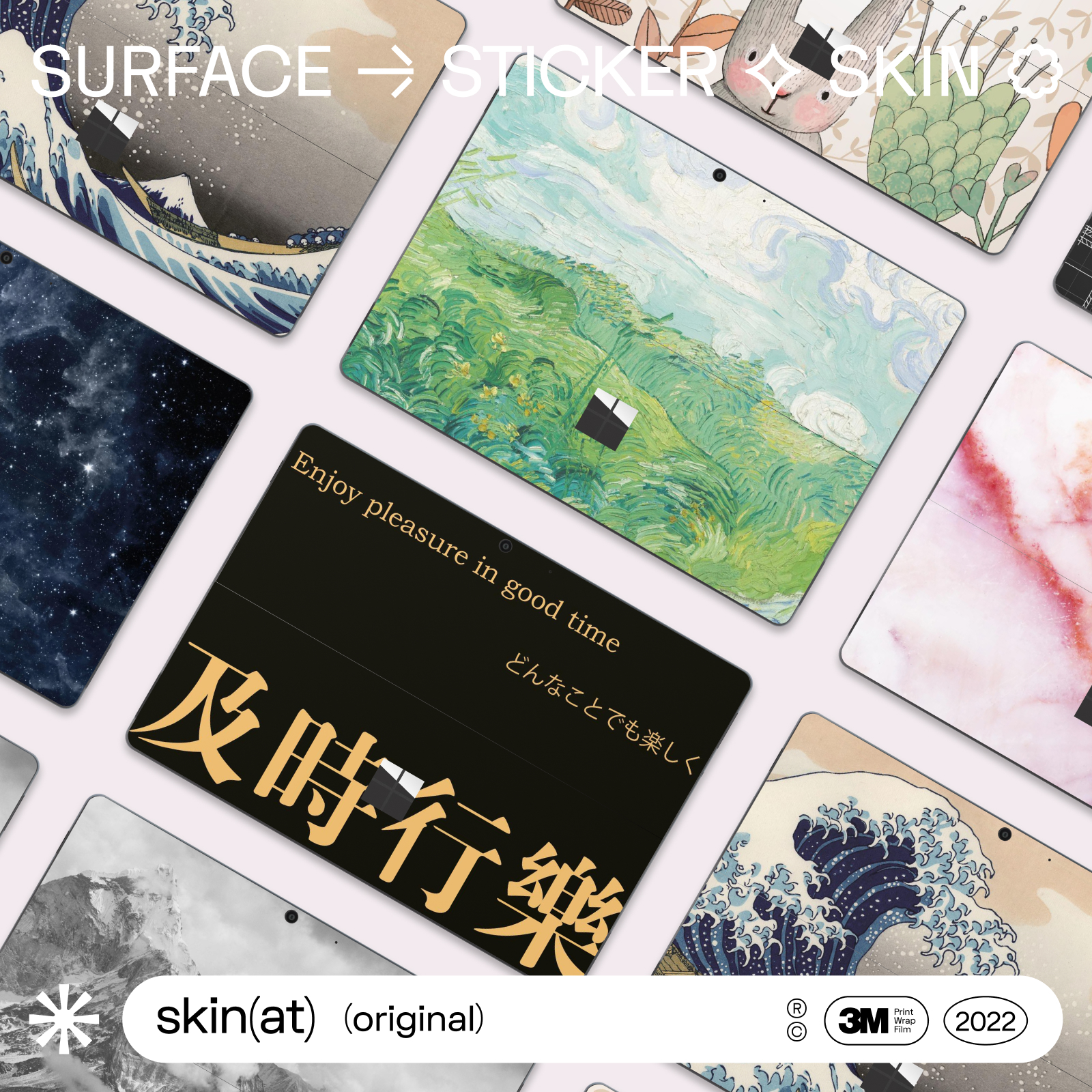 SkinAT适用于微软笔记本Surface Pro X保护膜Surface Pro 8贴膜 surface go贴纸个性彩色贴纸反复粘贴不留胶-封面