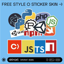 SkinAT程序员软件开发贴纸 Python, nodejs, PHP, Electron, Unity, Swift, npm, TypeScript, JS 技术栈贴纸
