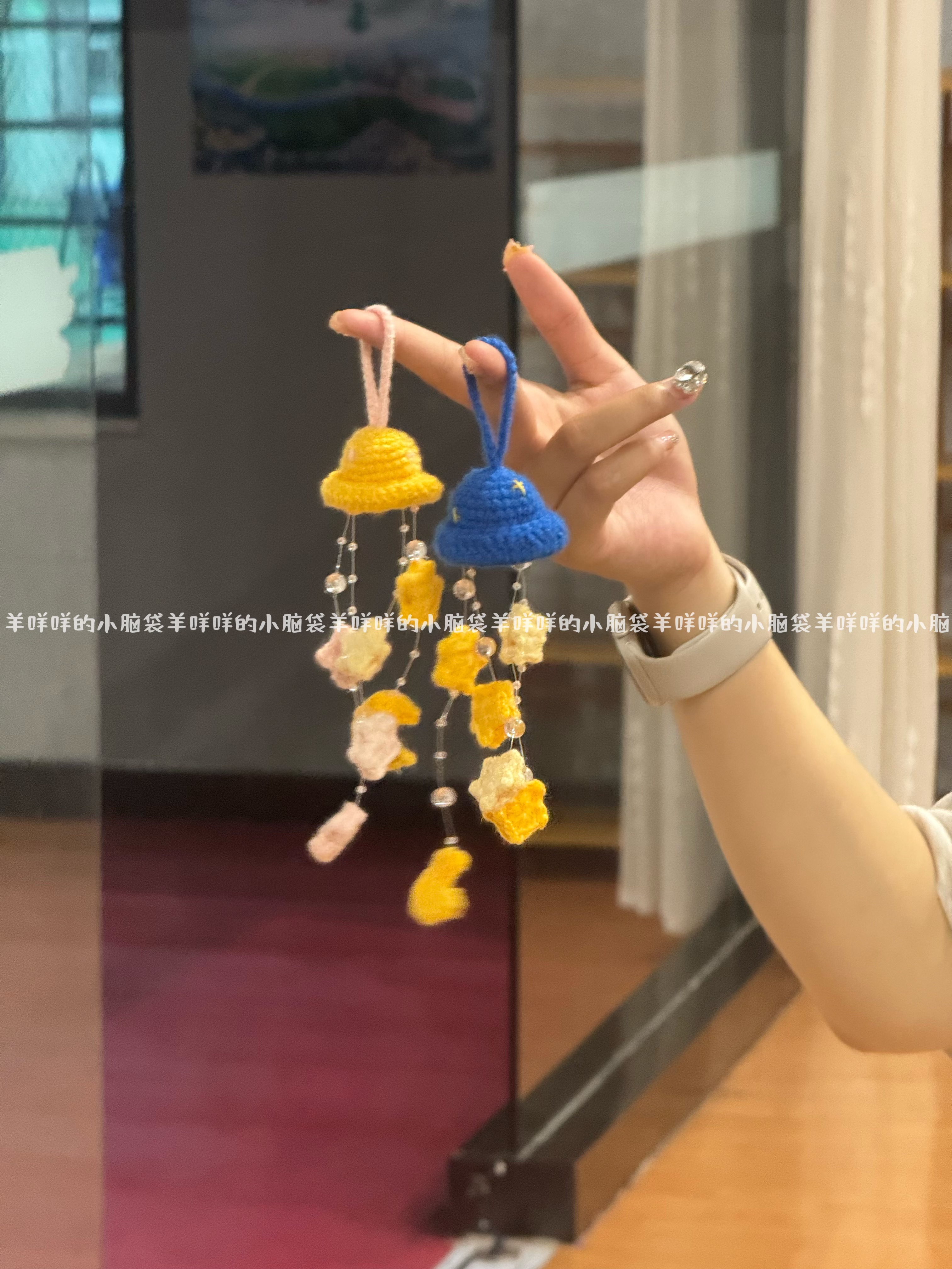 DIY星星风铃挂件蓝色毛线编织材料包自制礼物手工钩针包挂创意