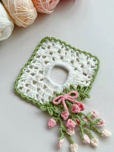 DIY粉郁金香发圈头饰装饰毛线编织材料包钩针温柔实用简单文艺