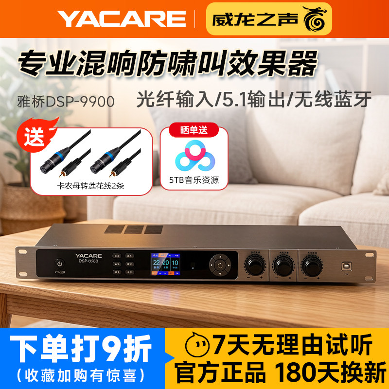 雅桥 DSP-9900 专业K歌效果器蓝牙前级功放音频处理防啸叫混响器