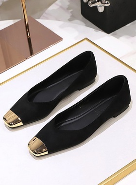 平底法式气质黑色单鞋女鞋子年新款夏季尖头春秋工作鞋