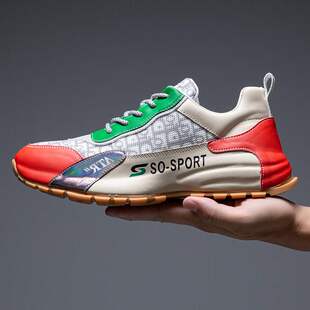 特大码男鞋全包底运动鞋夏季新款网面休闲鞋内增高老爹鞋