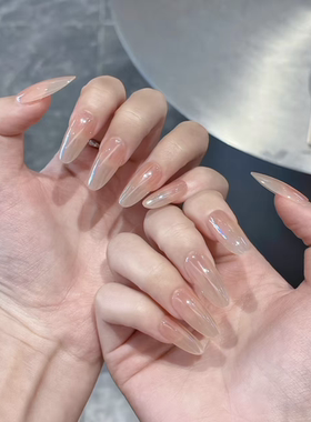 婚纱照手工穿戴甲中长款猫眼甲片