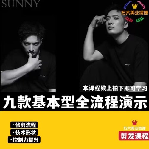 基础剪裁必修系列9款基本型理论解析k·Mike线上课程sunny修剪发