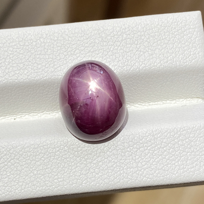 天然非洲星光红宝石老烧 素面六星线清晰 15.31ct 11.8x14.7x8mm