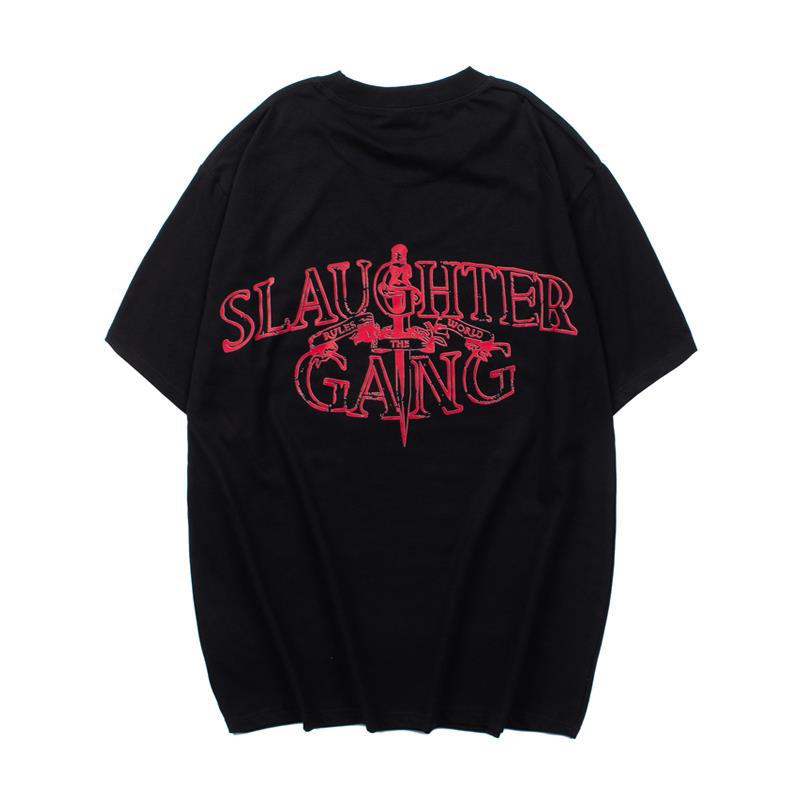 圆领常规款黑色欧美街头宽松T恤