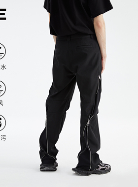 Organic Emotion立体拉链直筒长裤防水机能解构拼接冲锋伞兵裤 OE