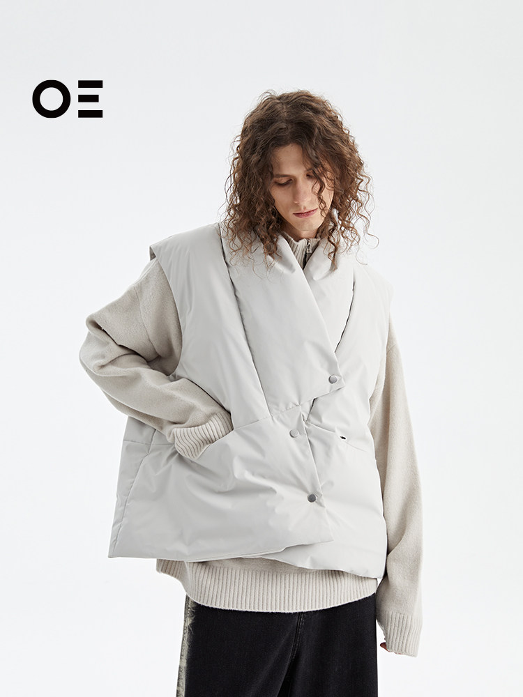 ORGANIC EMOTION 복합 3방어 다운 조끼 겨울 두꺼운 흰색 오리 다운 해체 접합 조끼 OE