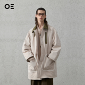 ORGANIC 羽绒服冬OE EMOTION环保皮革撞色拼接三防优雅百搭中长款