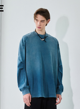 【明星同款】Organic Emotion圆领卫衣弧形袖重磅水洗渐变上衣 OE